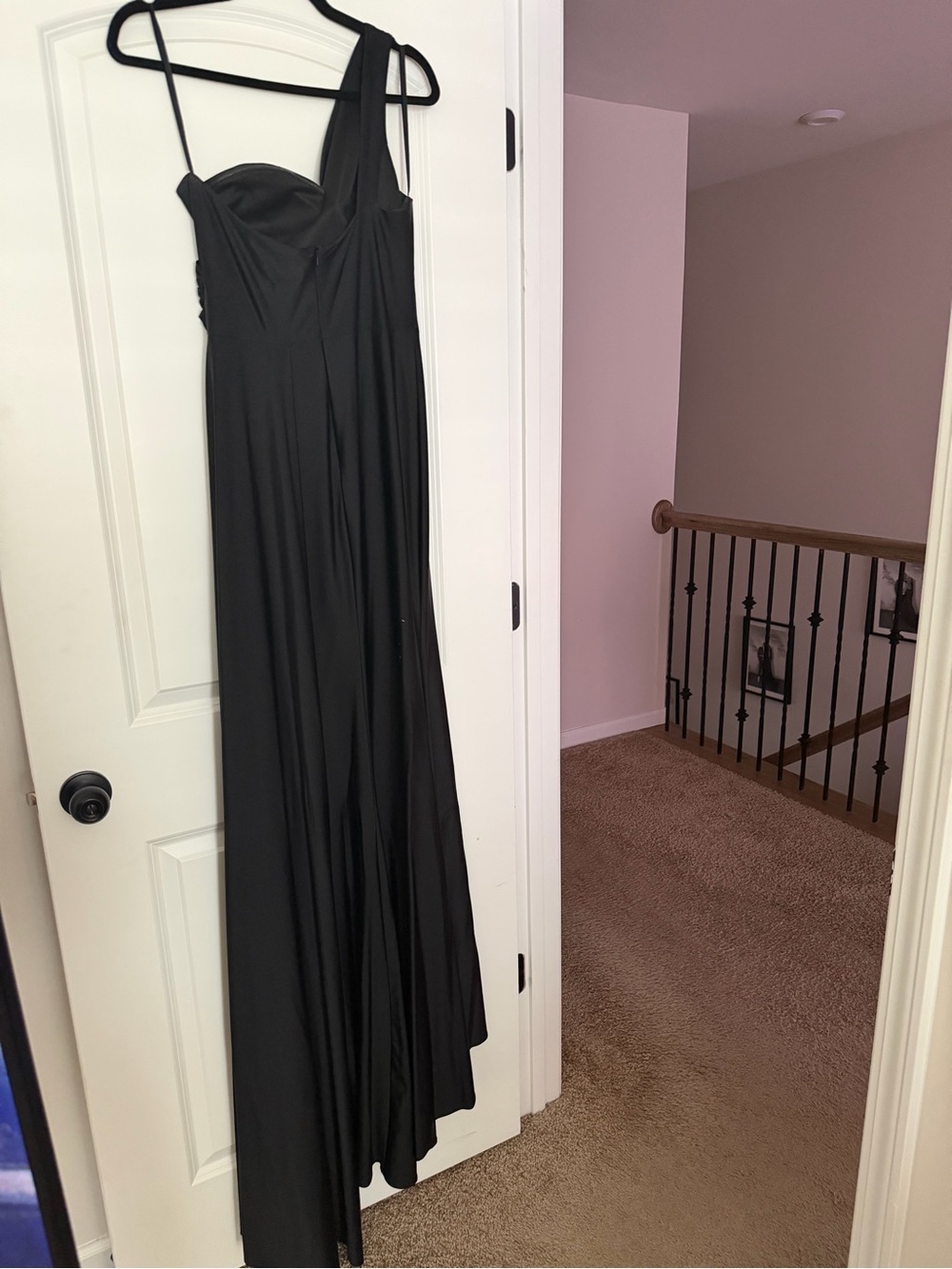 Black One-Shoulder Evening Gown